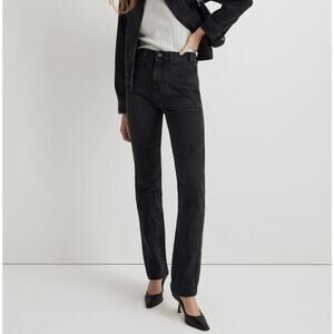 Madewell Womens sz 26 Black 90s Straight Fit Utility Jeans high rise camplin NWT